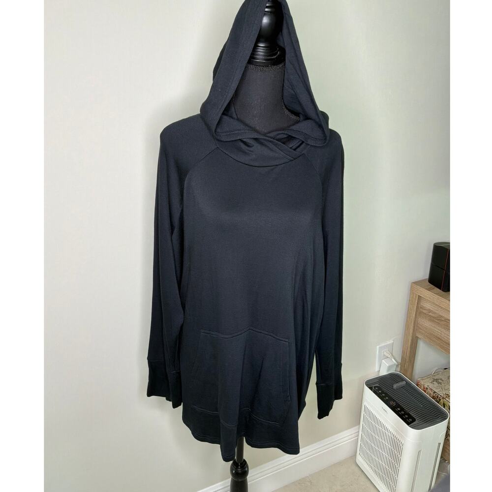 LuLaRoe Amber Hoodie 2XL Solid Black Heavy Fleece Lined NWT